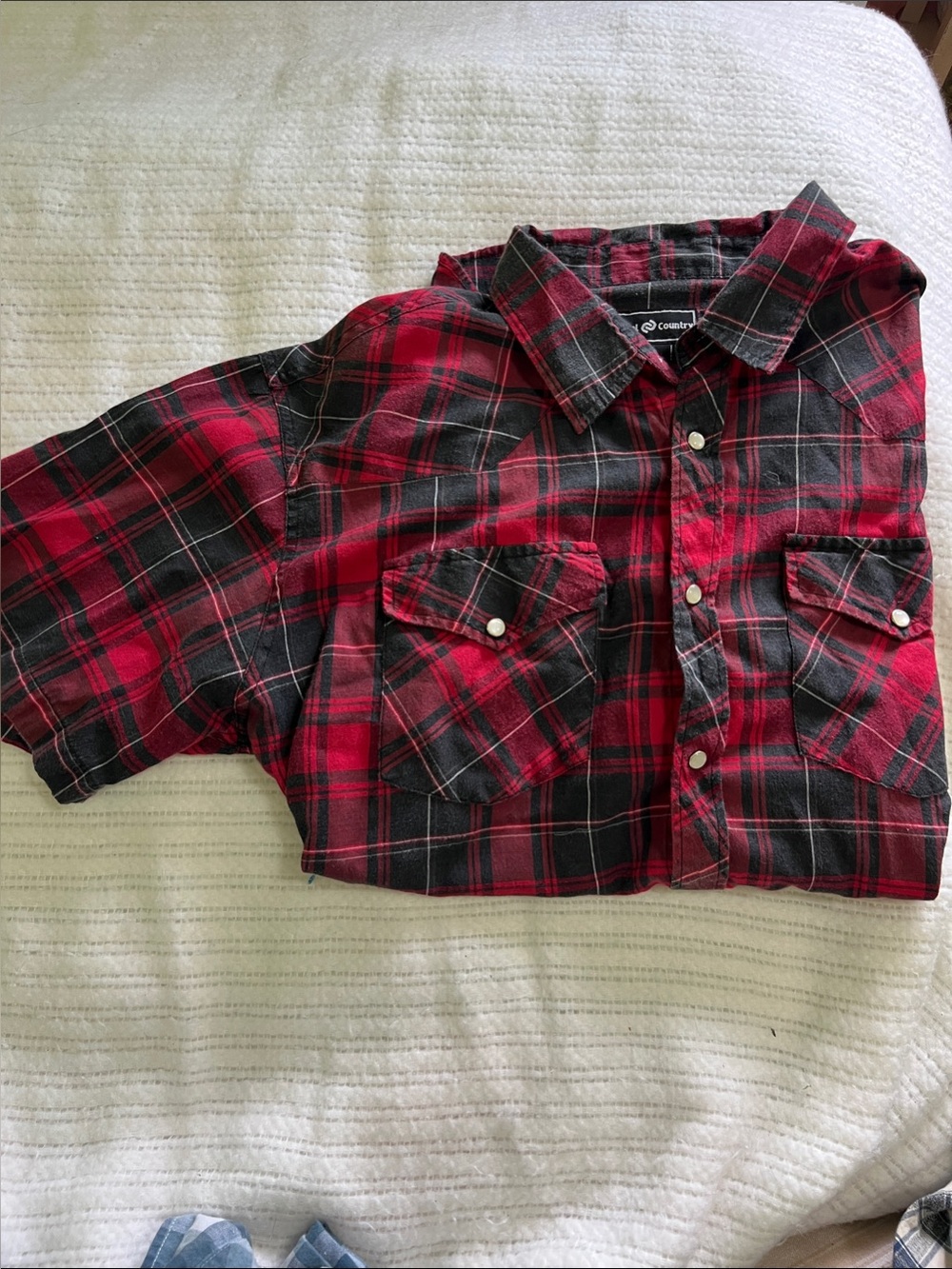 Casual Country men’s Red & Black Plaid Short Sleeve Shirt XXL Snaps
